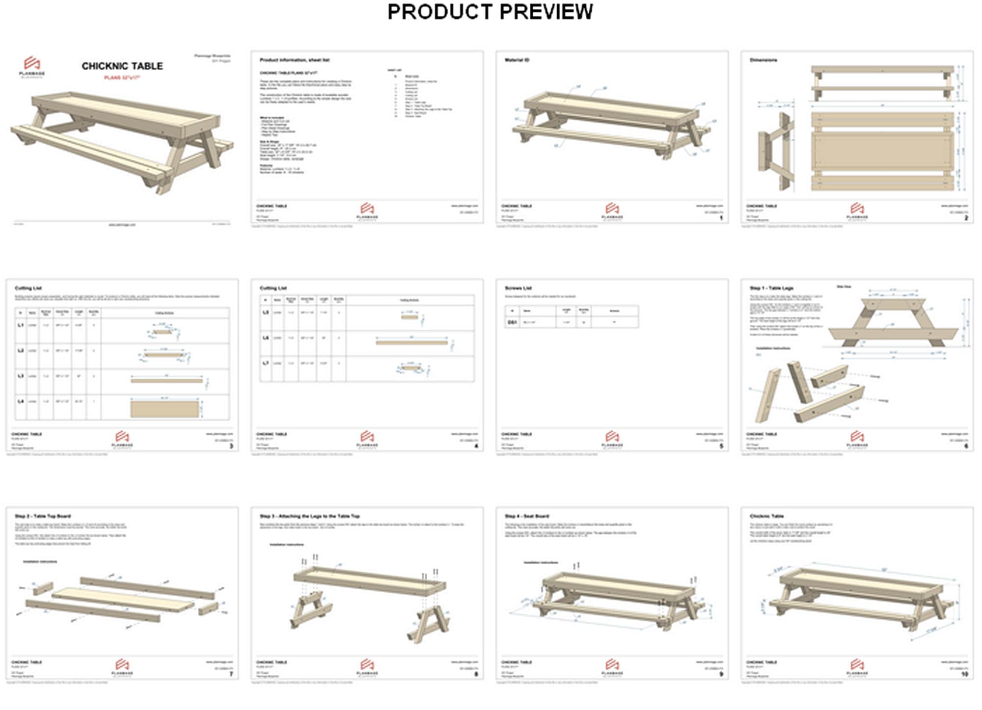 chicknic-table-plans-32x17-in-diy-chicken-picnic-table-pdf-download-etsy for Free Printable Chicken Picnic Table Plans Chicknic Table Plans 32x17 in - DIY Chicken Picnic Table PDF Download - Etsy for Free Printable Chicken Picnic Table Plans