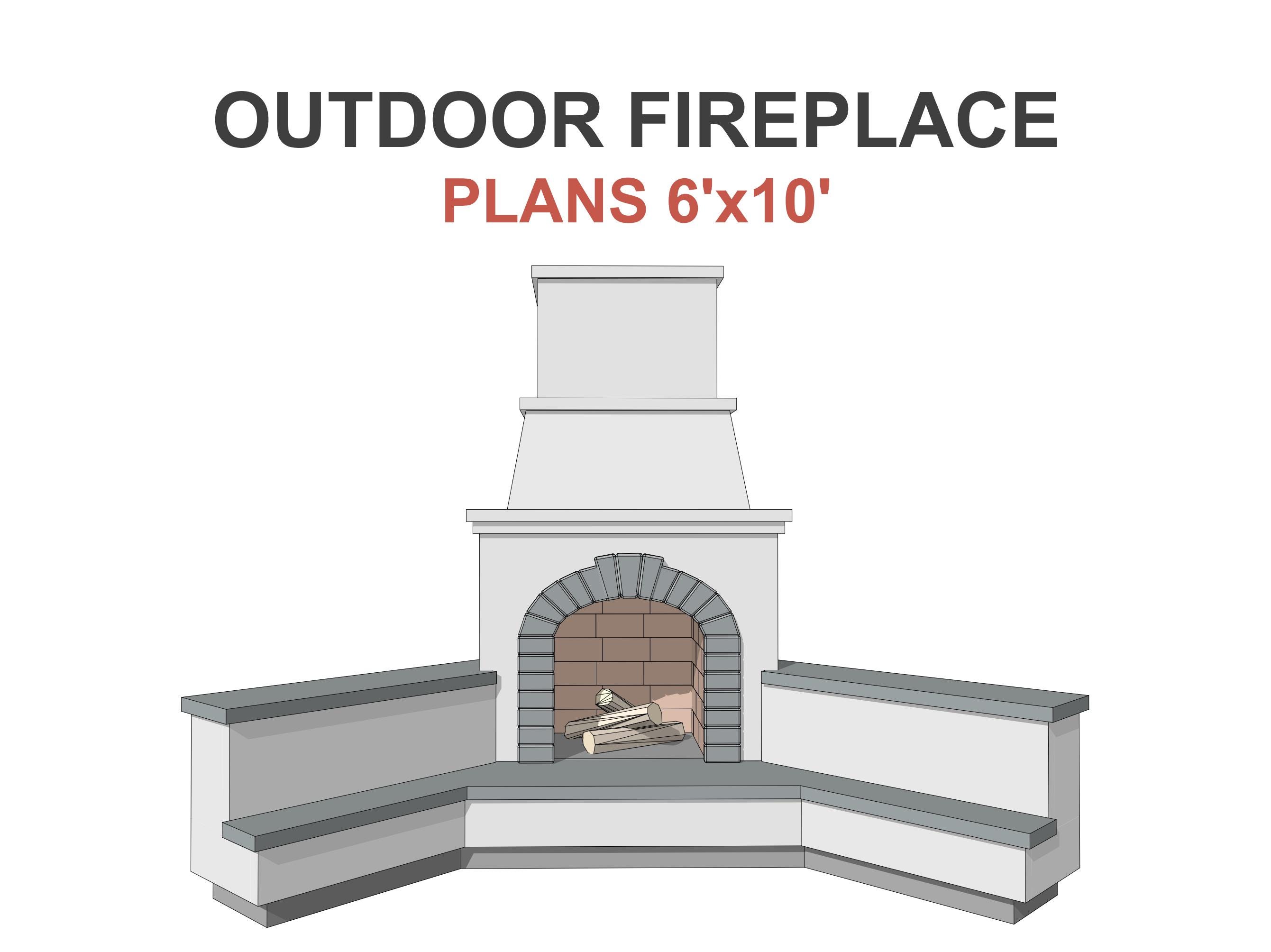 Corner Outdoor Fireplace Plans 6x10 Ft - PDF DIY Blueprint Download - Etsy