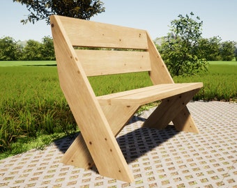 Leopold Bench Plans 51x24 in - DIY Garden Bench with Backrest