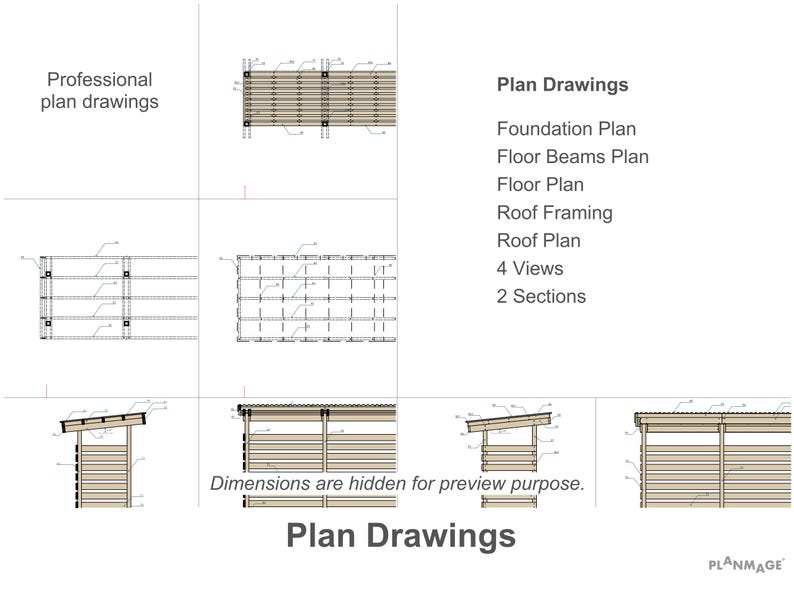 Firewood Shed Plans 4x12 Ft - DIY 2.3 Cord Woodshed - Etsy