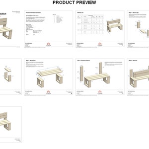 Outdoor Bench Plans 48x19 in - DIY Garden Bench With Backrest - Etsy