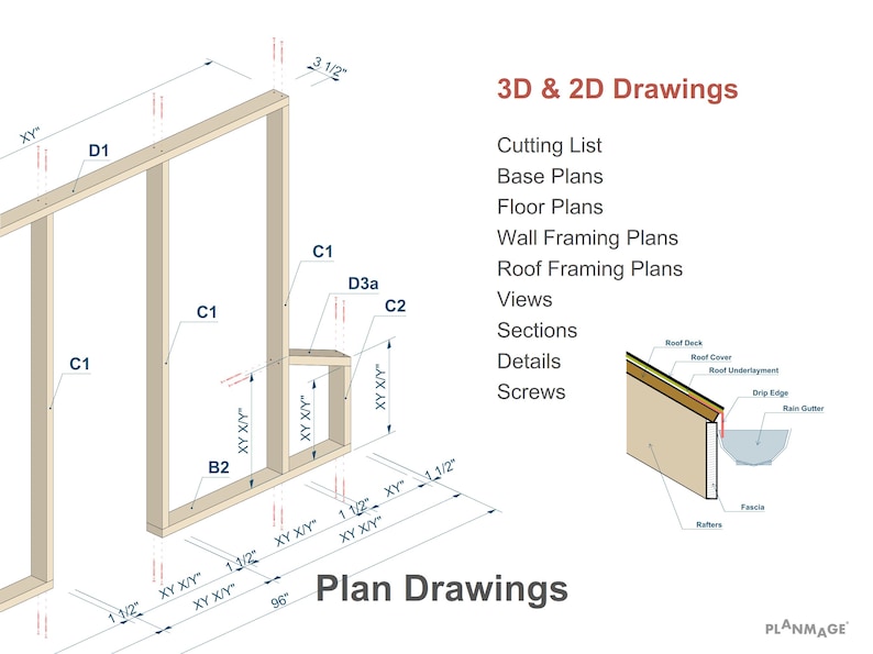 Chicken Coop Plans 20 Chickens / Plans for Chicken Coop DIY / Chicken Coop Plans 8x8 / Hen House Plans PDF with Chicken Run / Small Farm PDF Blueprint - Professional plan drawings with details and dimensions