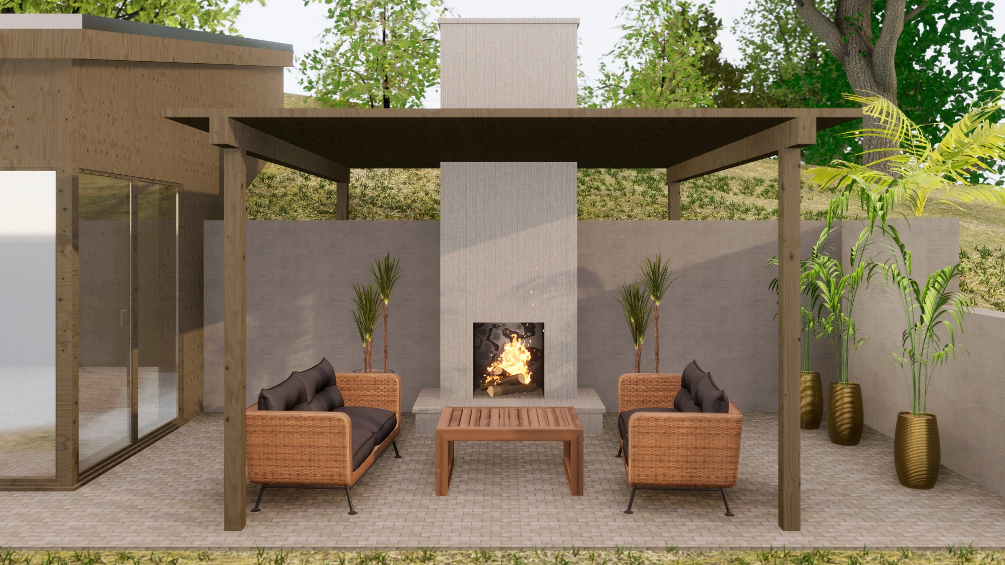 Outdoor Fireplace With Chimney Plans 4x5 Ft, Height 12 Ft PDF DIY