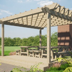 Große 15x15 Pergola-Pläne: DIY Outdoor Gazebo (PDF)