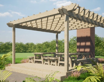 Large 15x15 Pergola Plans: DIY Outdoor Gazebo (PDF)