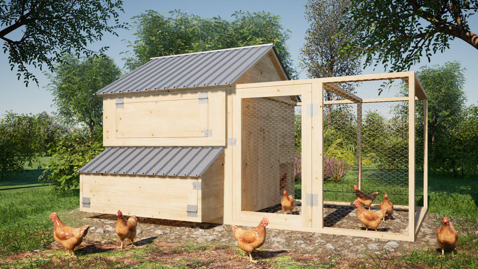 Mini Poultry Design Small Chicken Coop Plans 10 Chickens and Run 11x6 Ft - PDF Plans ...