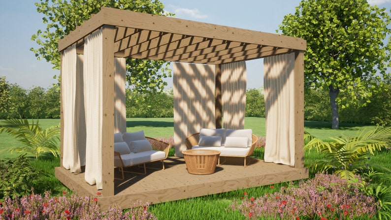 Modern Pergola Plans 10 x 15 / Simple Outdoor Pergola Plans / Garden Pergola Plans / Patio Pergola Plans / Pergola Design / Gazebo Plans / DIY Gazebo / Backyard Plans / Backyard Design
