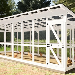 Chicken Run Plans 8x24 for 20-25 Chickens DIY Large Chicken Pen Plans Download PDF