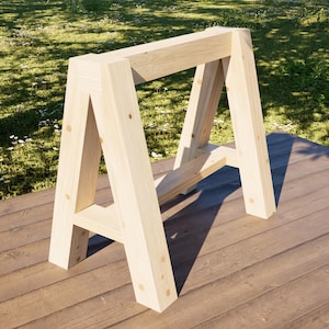 Timber Frame Sawhorse Plans PDF – Beginner DIY Woodworking (Digital Download)