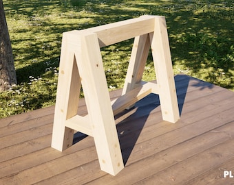 Timber Frame Sawhorse Plans PDF – Beginner DIY Woodworking (Digital Download)