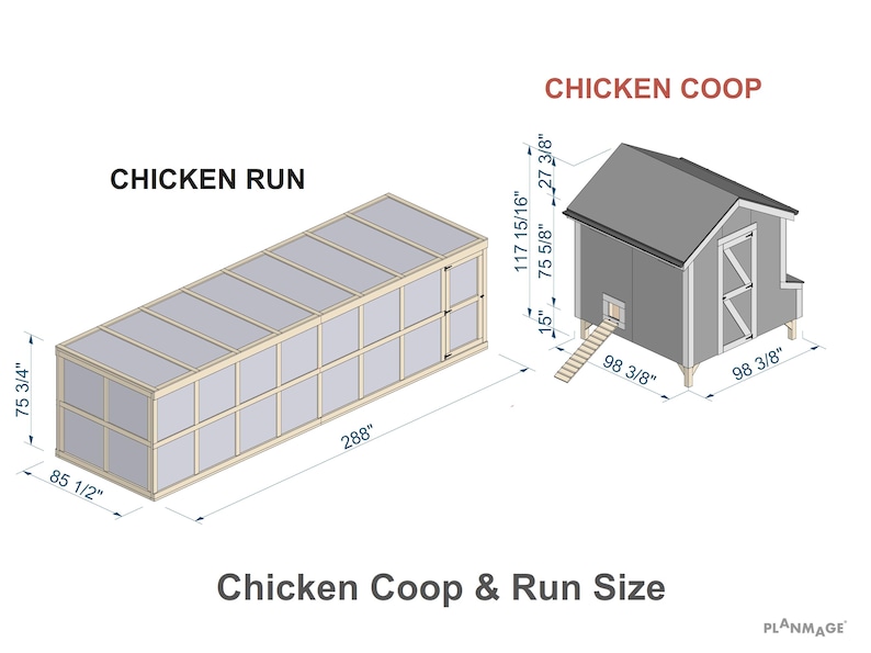Chicken Coop Plans 20 Chickens Run - 8x8 Ft DIY Woodworking Plans PDF ...
