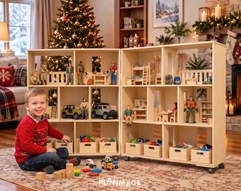 Planos para casa de muñecas plegable de 3 pisos a escala 1:6, con terrazas techadas (Guía en PDF)