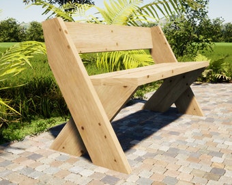 Leopold Bench Plans 51x24 in - DIY Outdoor Bench with Backrest