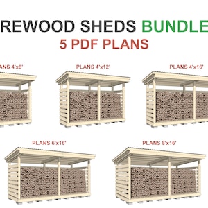 Firewood Shed Plans Bundle 2 - DIY 5 PDF Blueprints