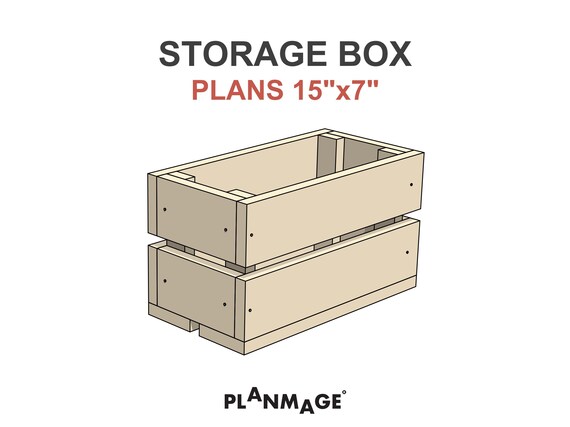 木箱 断捨離7 木製収納ボックスの設計図 15 x 7 インチ - DIY PDF ダウンロード