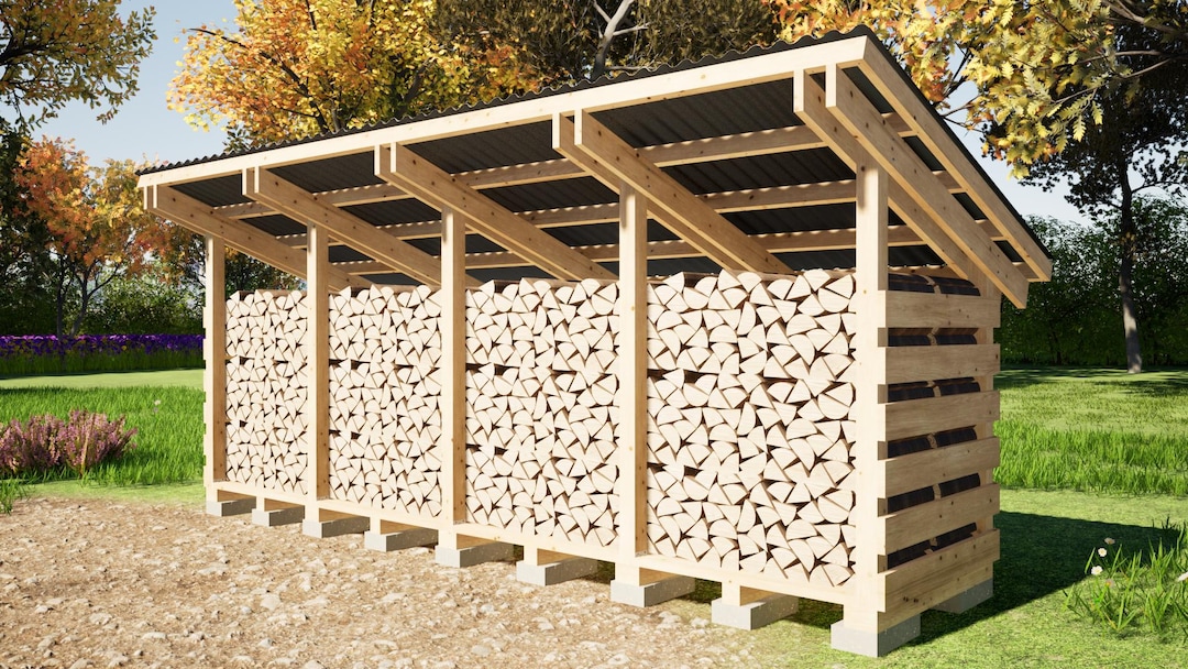 Roof Cord Wood Shed Firewood Shed Plans 4x16 Ft DIY Cord Woodshed