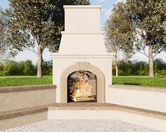 Corner Outdoor Fireplace Plans 6x10 ft - PDF DIY Blueprint Download