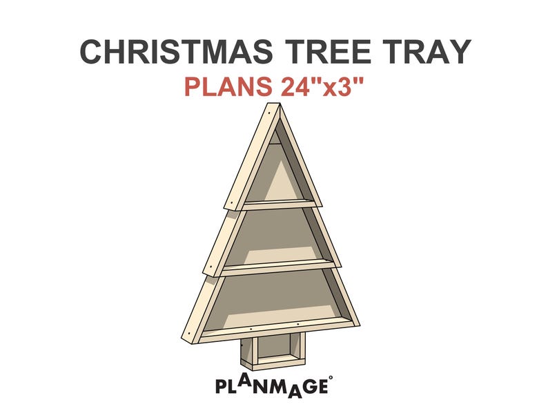 Wooden Christmas Tree Tray Plans 24x3 in DIY PDF Download Etsy