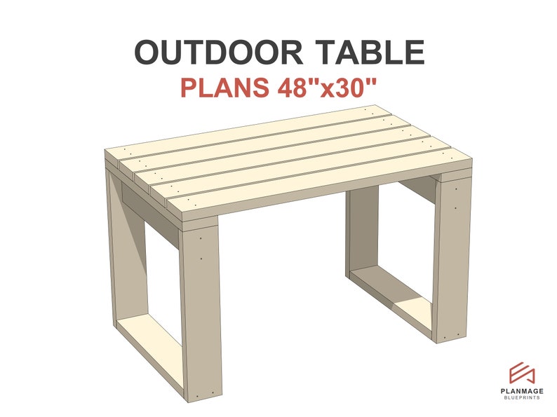 Outdoor Table Plans 48x30 in DIY Picnic Table - Etsy