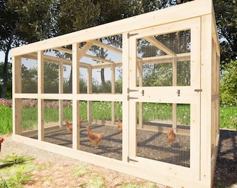Chicken Run Plans 8x12 for 12 Chickens DIY Chicken Pen Woodworking Guide PDF Download