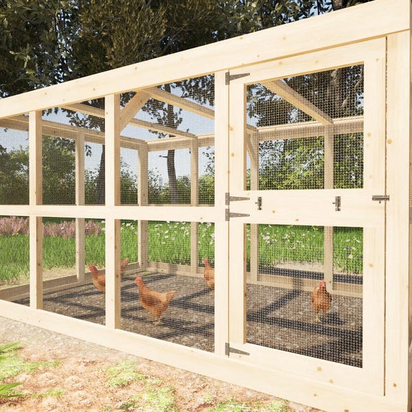 Ritningar för hönsgård 8x12 för 12 höns DIY-hönsbur Träbearbetningsguide PDF-nedladdning