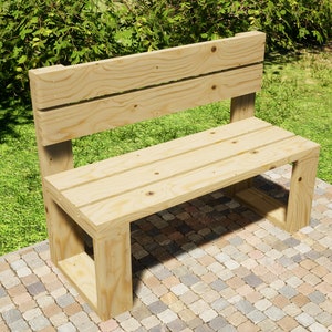 Outdoor Bench Plans 48x19 in - DIY Garden Bench with Backrest