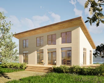 Small House Plans 2 Bedroom 40x25 ft - Cabin Loft Digital PDF Plans for Download