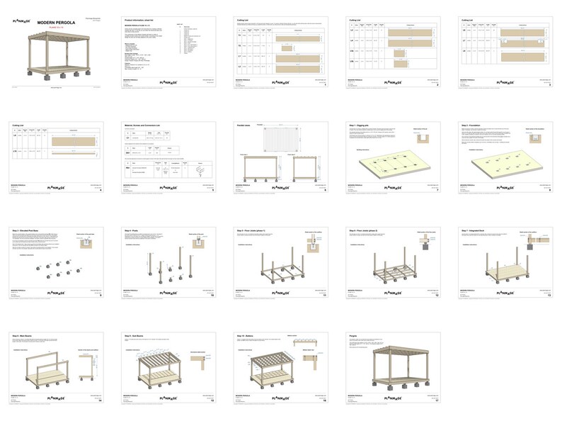 Modern Pergola Plans 10 x 15 / Simple Outdoor Pergola Plans / Garden Pergola Plans / Patio Pergola Plans / Pergola Design / Gazebo Plans / DIY Gazebo / Backyard Plans / Backyard Design