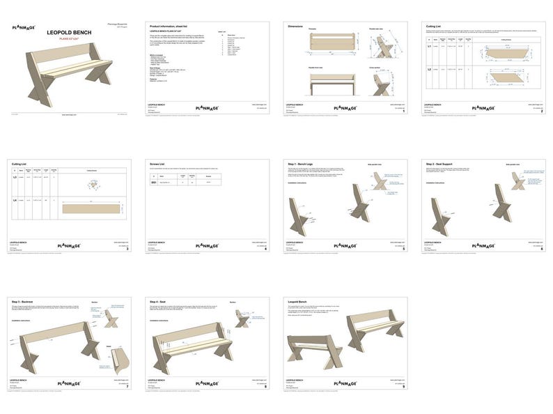 Leopold Bench Set Plans: DIY Outdoor Furniture (PDF Download) - Etsy