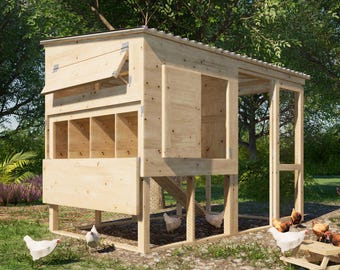 Walk-in Chicken Coop Plans 10 Chickens with Run 10x6 ft - PDF Plans Digital Download