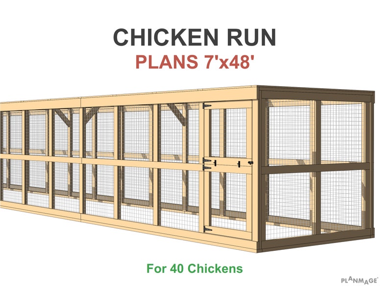 Large Chicken Run Plans 7x48 for 40 Chickens (PDF Download) - Etsy