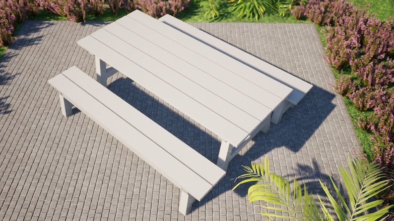 Farm Picnic Table Plans / Outdoor Picnic Table Plans / Picnic Table Plans / Garden Picnic Table Plans / Patio Pinic Table Plans / Farmhouse Style Table Plans / Outdoor Furniture Plans / Patio Furniture Plans / Garden Furniture Plans