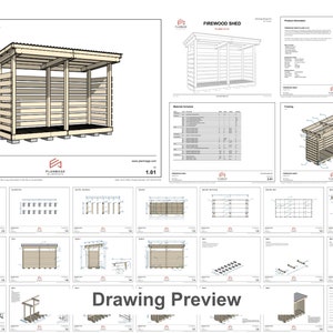 Firewood Shed Plans 4x12 Ft - DIY 2.3 Cord Woodshed - Etsy