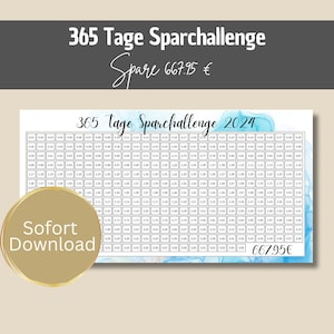 365 day savings challenge 2024 for your A6 budget planner or savings jar! BP01