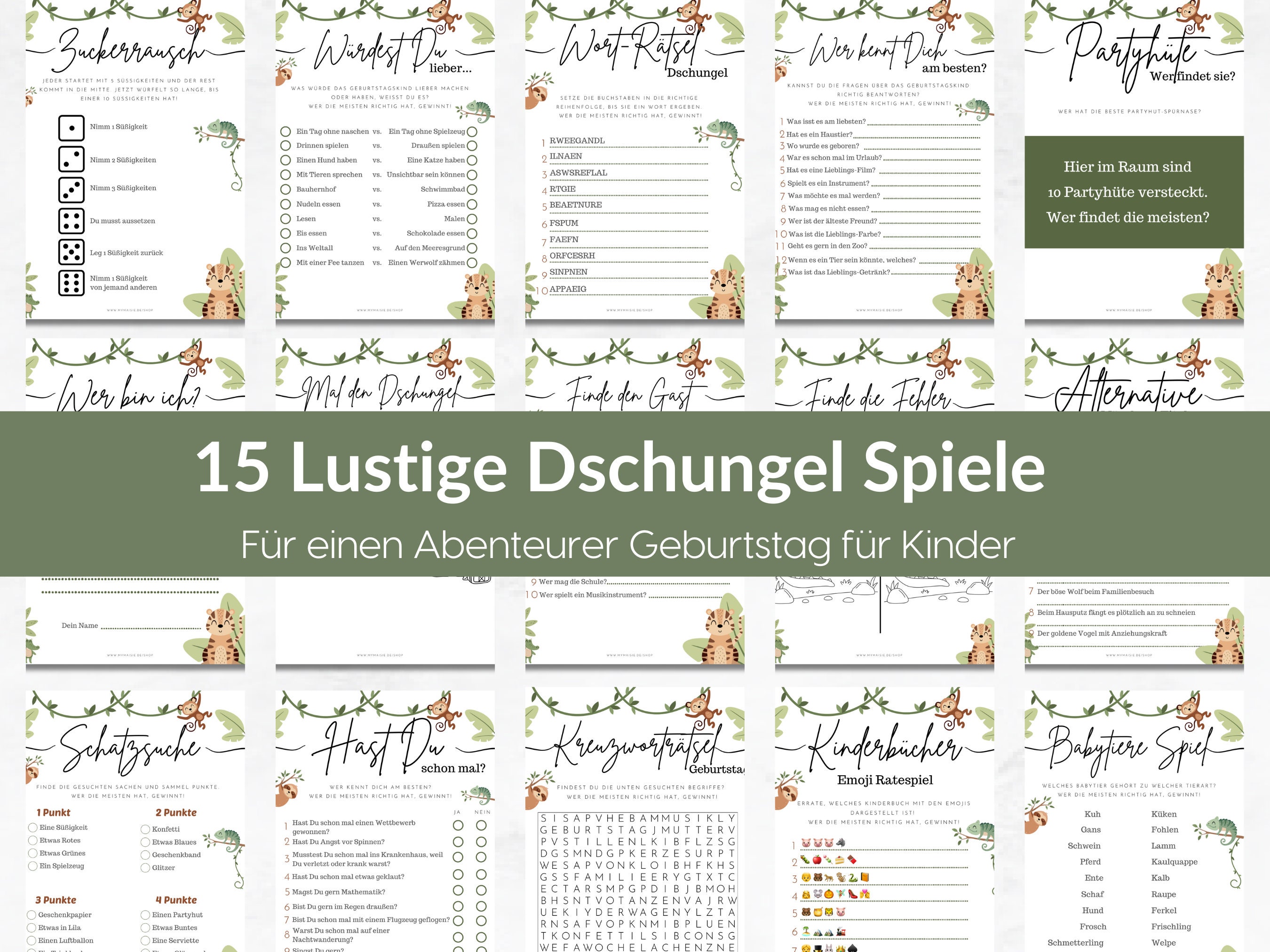 Dschungel Tiere Party Servietten 16 Stück – Lustige Motive Für Kindergeburtstag & Safari-Party