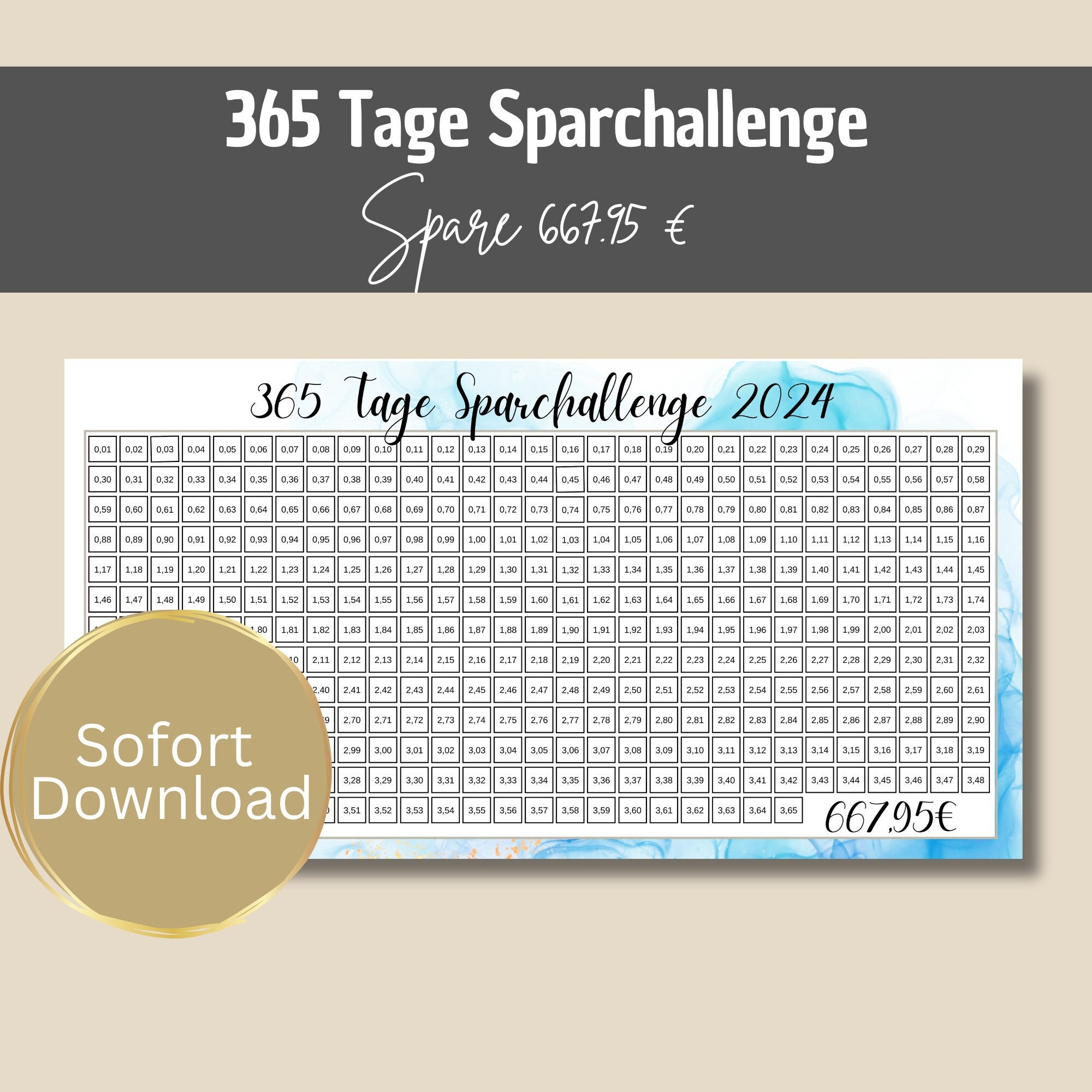365 Tage Sparplan Zum Ausdrucken
