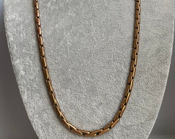 Ermani Bulatti Signed Vintage Bronze Tone Metal Cobra Chain Necklace