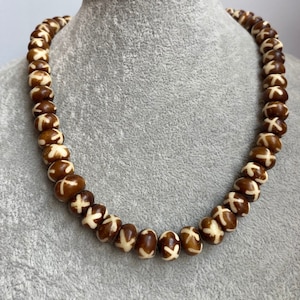 Unsigned Dyed Bone Bead Necklace