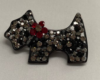 Broche Vintage Chien Westie (Scottie Dog) En émail Blanc - Occasion, Style Rétro