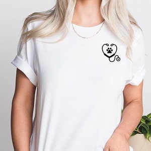 Pocket Stethoscope Paw Shirt, Veterinarian Tech Tee, Veterinary Gift, Vet Medicine T Shirt, Vet Doctor Gifts, Nurse Vet Shirt, M13