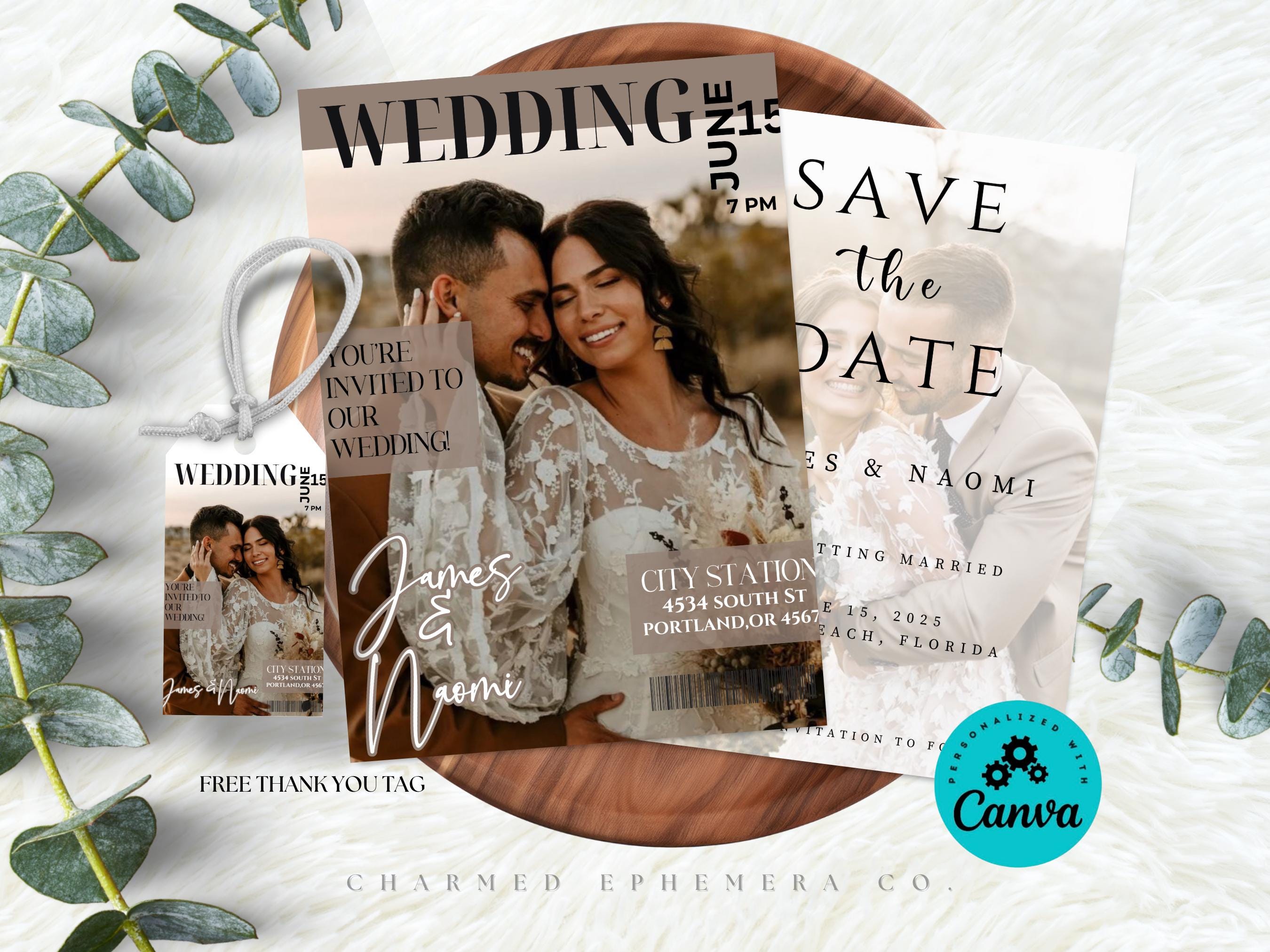 Vogue Wedding Magazine Invitation Canva Template, Wedding Template ...
