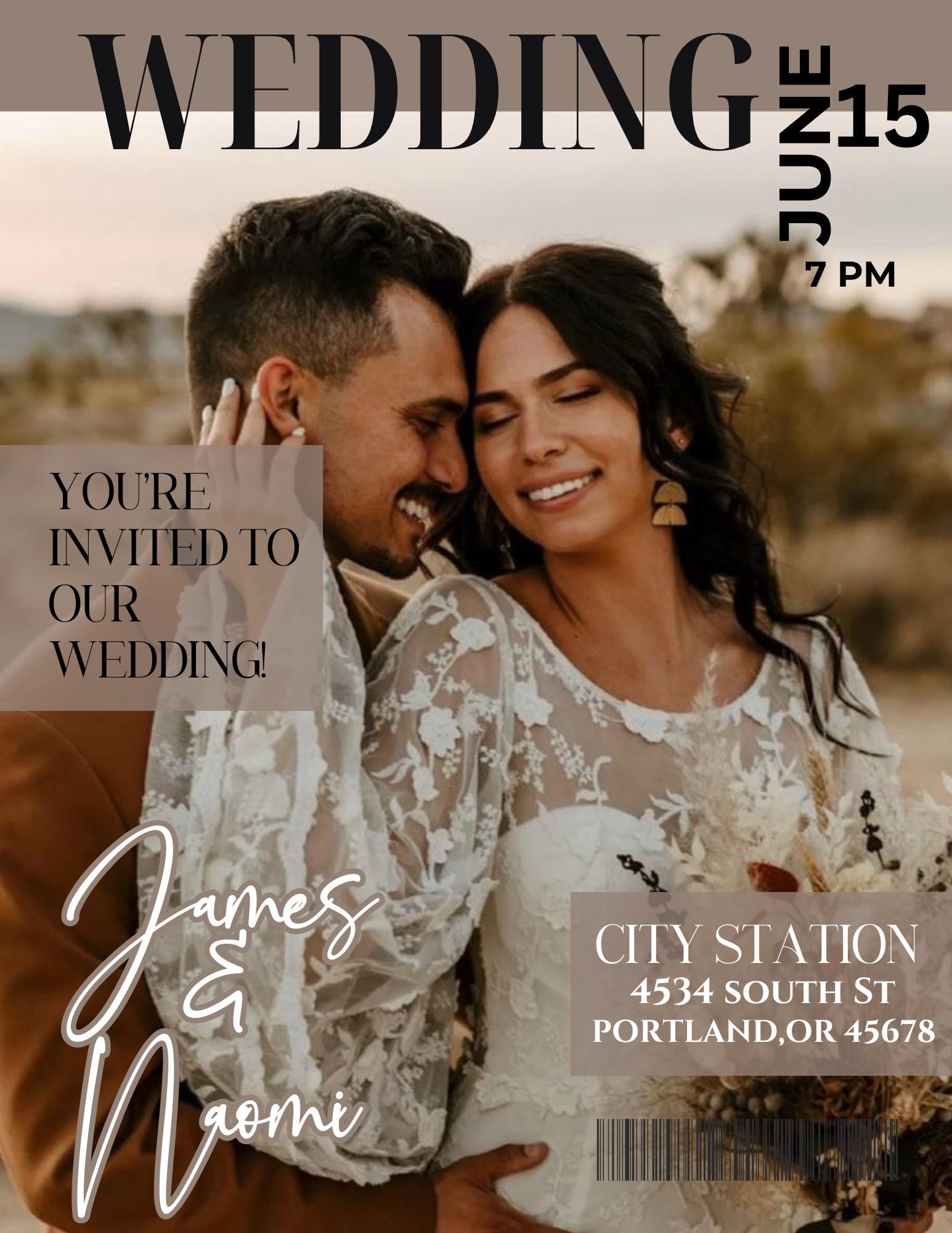 Vogue Wedding Magazine Invitation Canva Template, Wedding Template ...