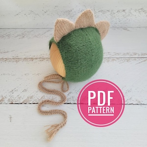 Dinosaur Knitting Bonnet Pattern: Newborn Dragon Hat (PDF Pattern)