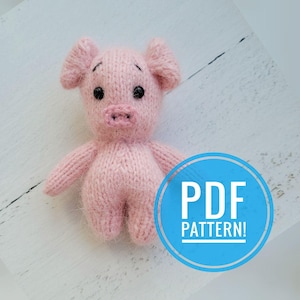 PDF! 丸くて平らな! 豚のおもちゃの編み方。PDF。動物柄のおもちゃ。あみぐるみのチュートリアル