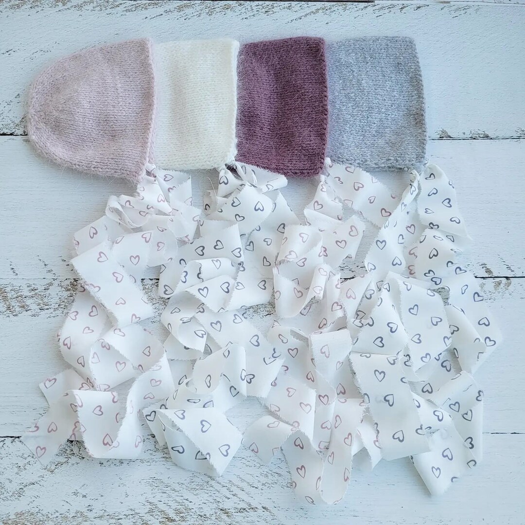 Bonnet Ribbon Bonnet With Ribbons Hears. Newborn Photo Props. Valentine's Day - Etsy