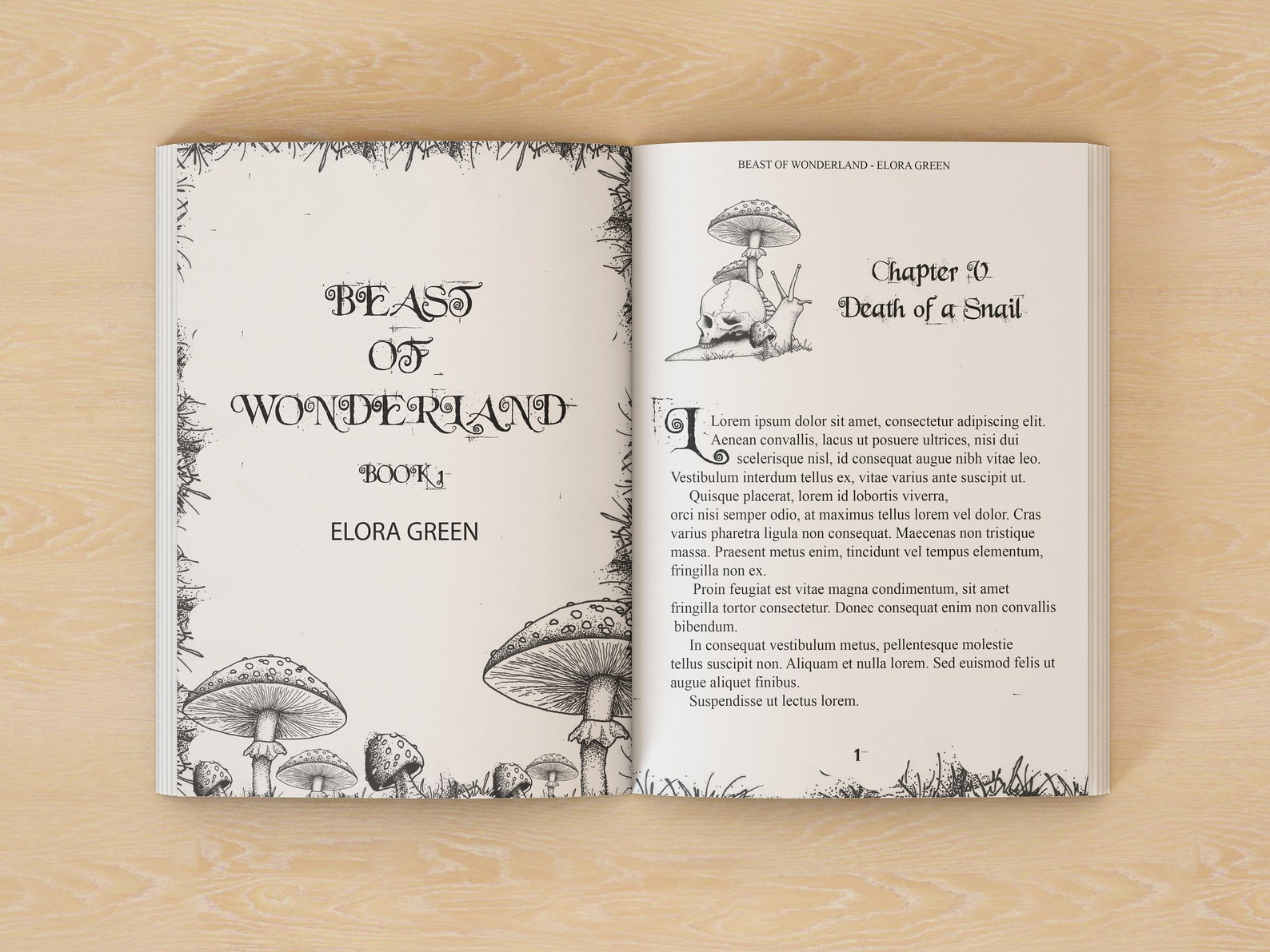 Custom Book Art Chapter Header Interior Illustration Mushroom Etsy
