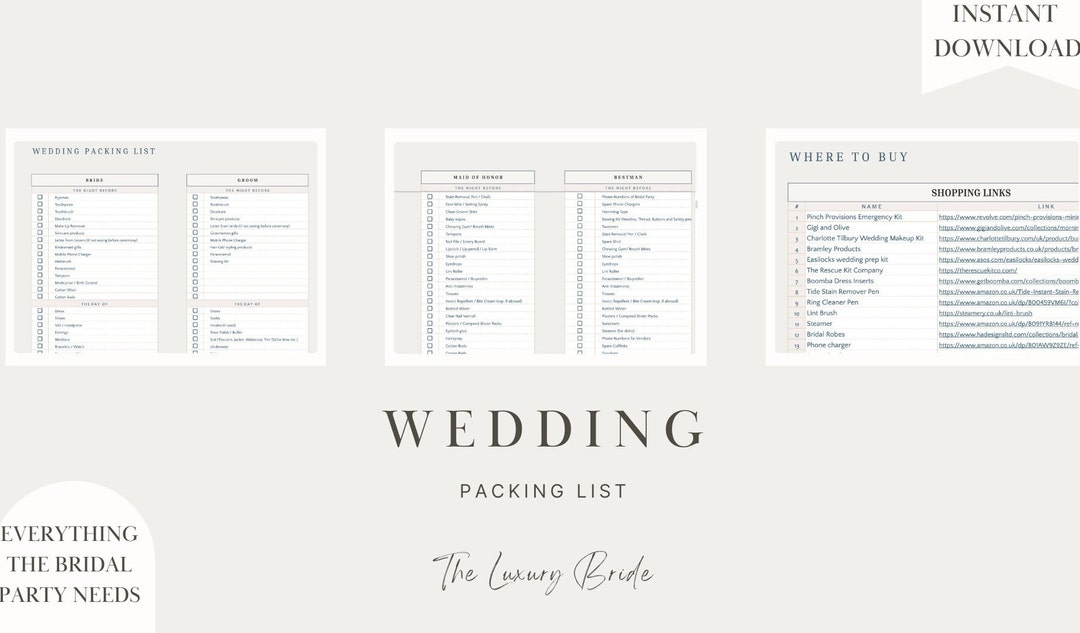 Ultimate Wedding Packing List Etsy