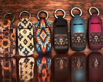 Western Style Lipstick Lip Balm Pouches, Cowgirl Key Ring Handbag