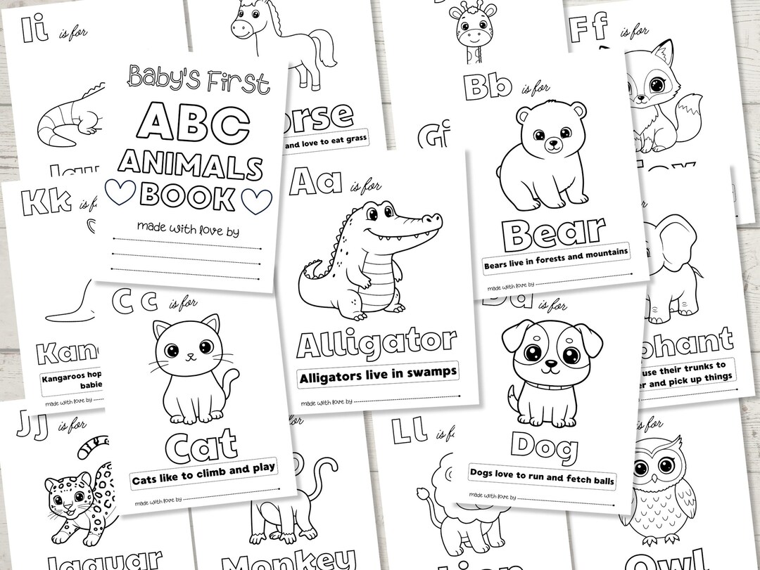 ABC Animals Coloring Book: Educational Alphabet Pages (digital Download ...