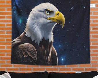 Majestatyczny gobelin ścienny z orłem bielikiem – patriotyczna dekoracja ścienna z amerykańskim orłem, grafika z motywem dzikiej przyrody z flagą USA do sypialni, akademika lub salonu